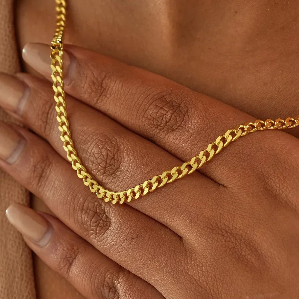 Цепочка кубинская для мужчин и женщин ожерелье из нержавеющей стали в стиле панк