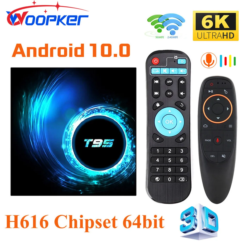 

ТВ-приставка Woopker, Android 2,4, T95, 6K, двойной Wi-Fi, 128 ГГц и телефон, 4 Гб ОЗУ, 64 ГБ, 5,0 Гб ПЗУ, медиаплеер H616, четырехъядерный процессор, телеприставка BT