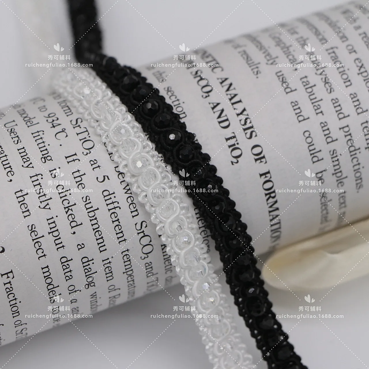 Черно-белая бусина для ногтей ручной работы хрустальная лента 8-образная