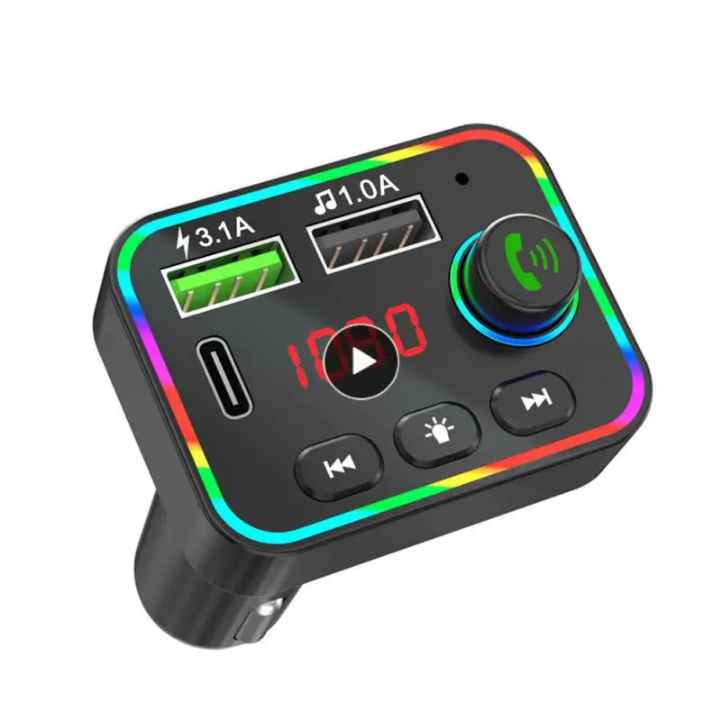 

Dc 5v Car Usb Fast Charger Voltage Detection 5.0 Fm Car Transmitter Colorful Atmosphere Lights Stereo Bluetooth 87.5mhz108.0mhz