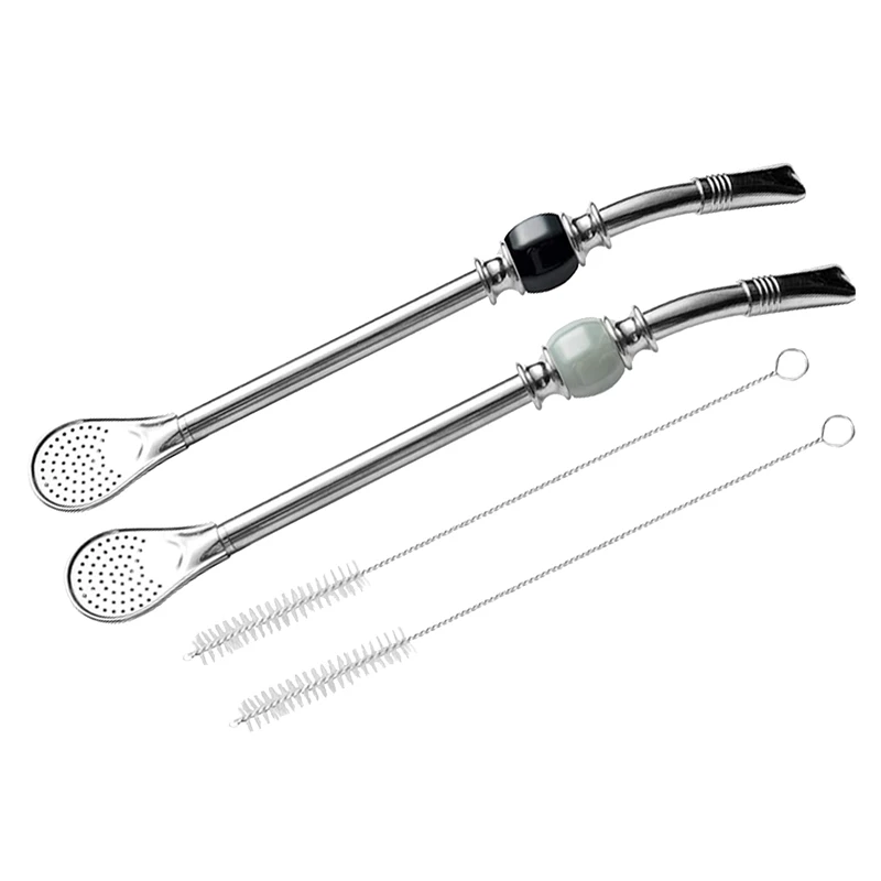 

Соломенная ложка из нержавеющей стали Yerba Mate Bombillas, 8,5 дюйма, набор из 2 кисточек для тыквы