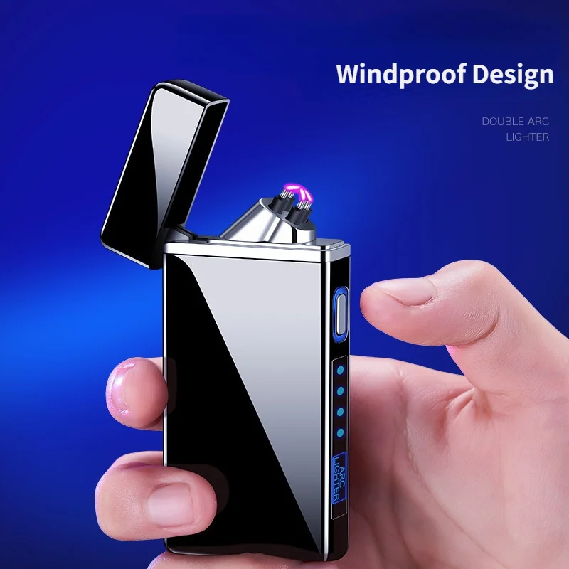 

Dual Arc Lighter New USB Charging Power Display Cigarette Lighter Windproof Personality Lighters Creative Men Gifts