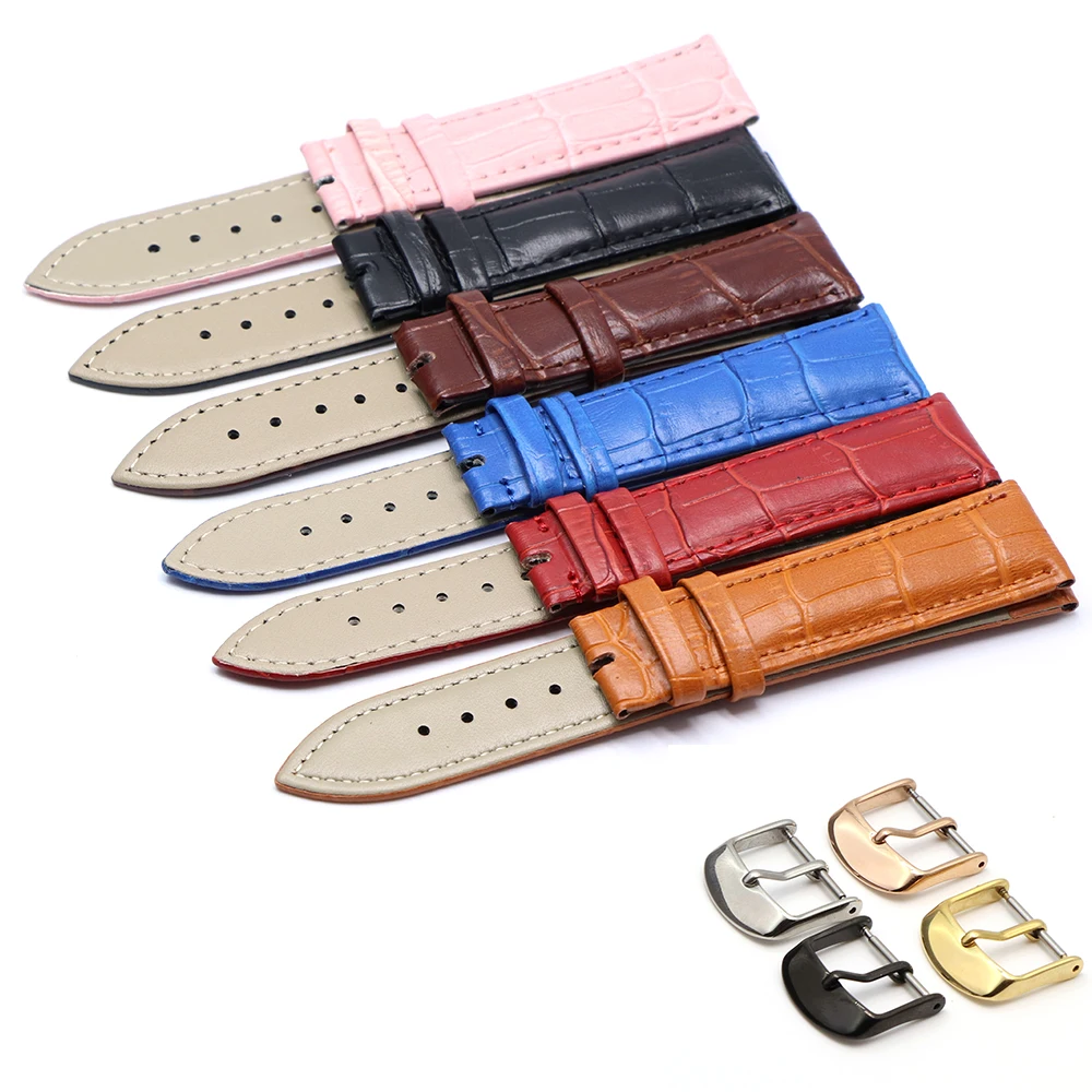 watch band 18mm 20m 22mm 24mm Genuine Leather Band Luxury Watch Band Belt Wrist Watches Ladies Band Red Black White