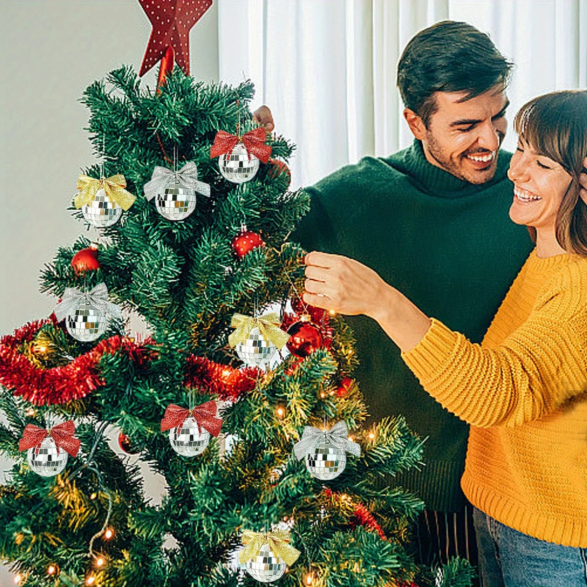 Christmas Mirror Ball Pendant Decoration for Home 2024 Xmas Ornament Navidad Natal New Year Gift 2025