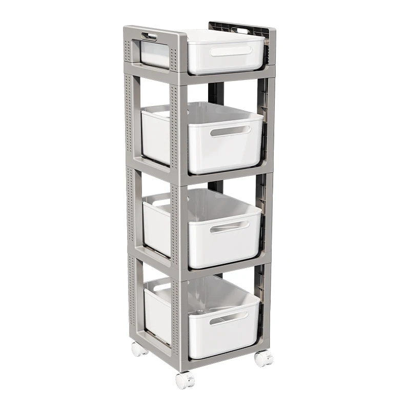 Книжная полка небольшая тележка выдвижная портативная пластиковая для хранения