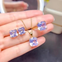 meibapj natural purple lavender crystal wedding jewelry set 925 silver gemstone necklace earrings and ring suit for women