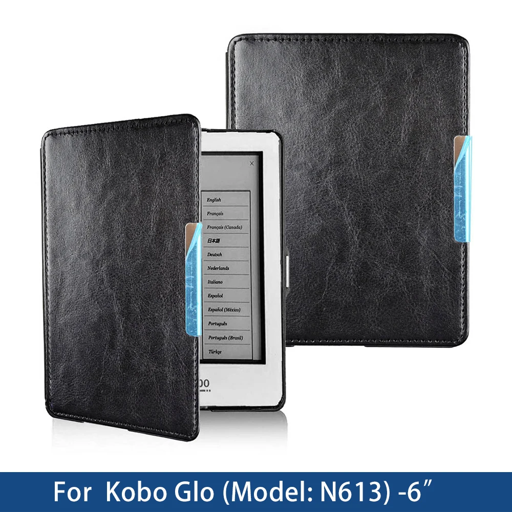 Фото Чехол для Kobo Glo 6-дюймовый чехол Rakuten Ebook Ereader из искусственной кожи с магнитной застежкой для сна, модель N613, откидной чехол для электронной книги №1
