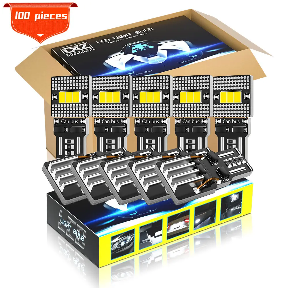 

DXZ 100PCS W5W T10 LED Bulbs Canbus 3SMD 12V 24V 194 168 Car Interior Dome Reading License Plate Parking Lights Auto Door Lamp