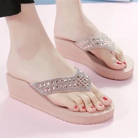 womens wedges slippers fashion rhinestone flip flops summer outdoor beach shoes female soft casual comfortable platform sandals