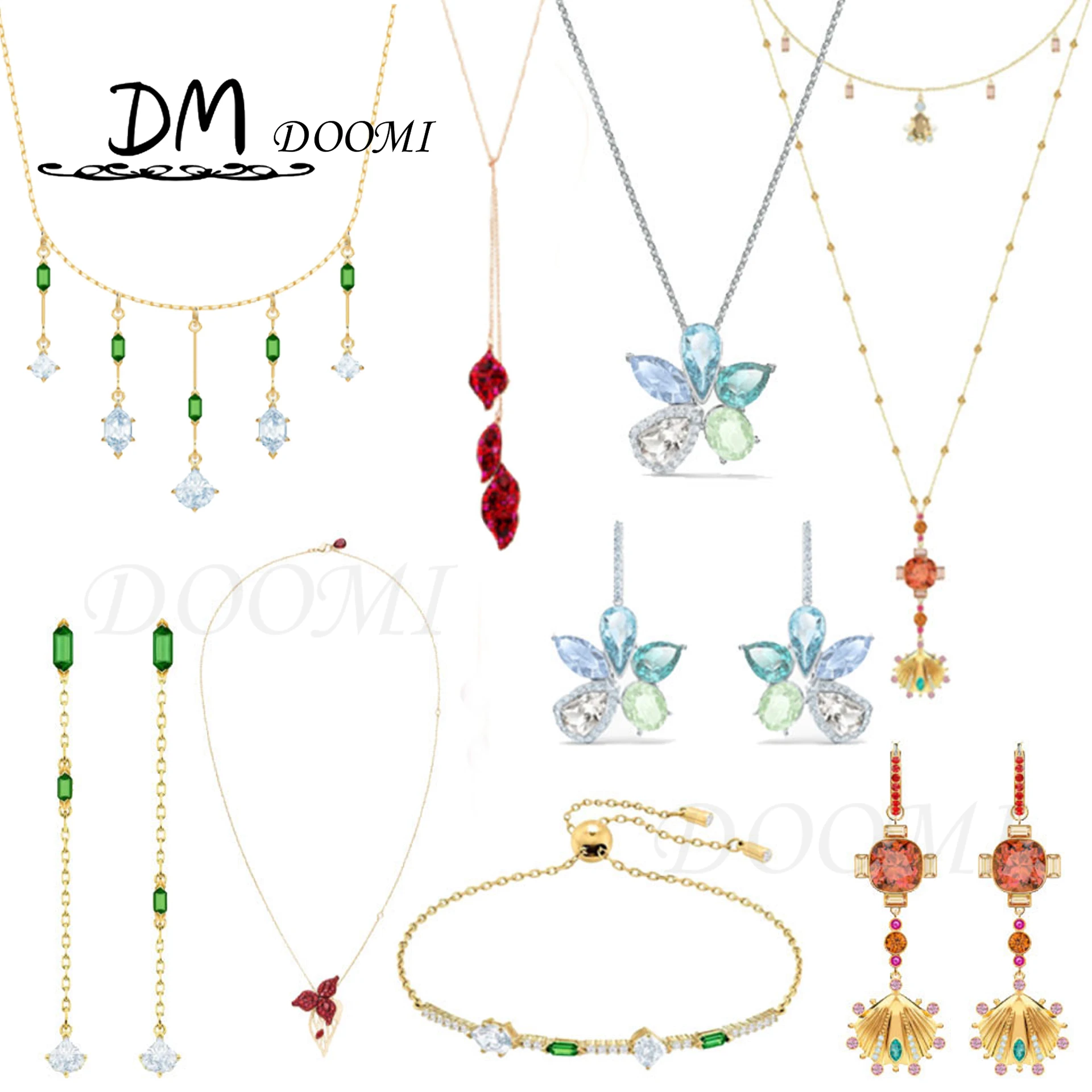 

SWA Fashion Jewelry Set Charm Flower Women Necklace Earrings Bracelet Collection High Quality Luxury Jewelrys Best Gift