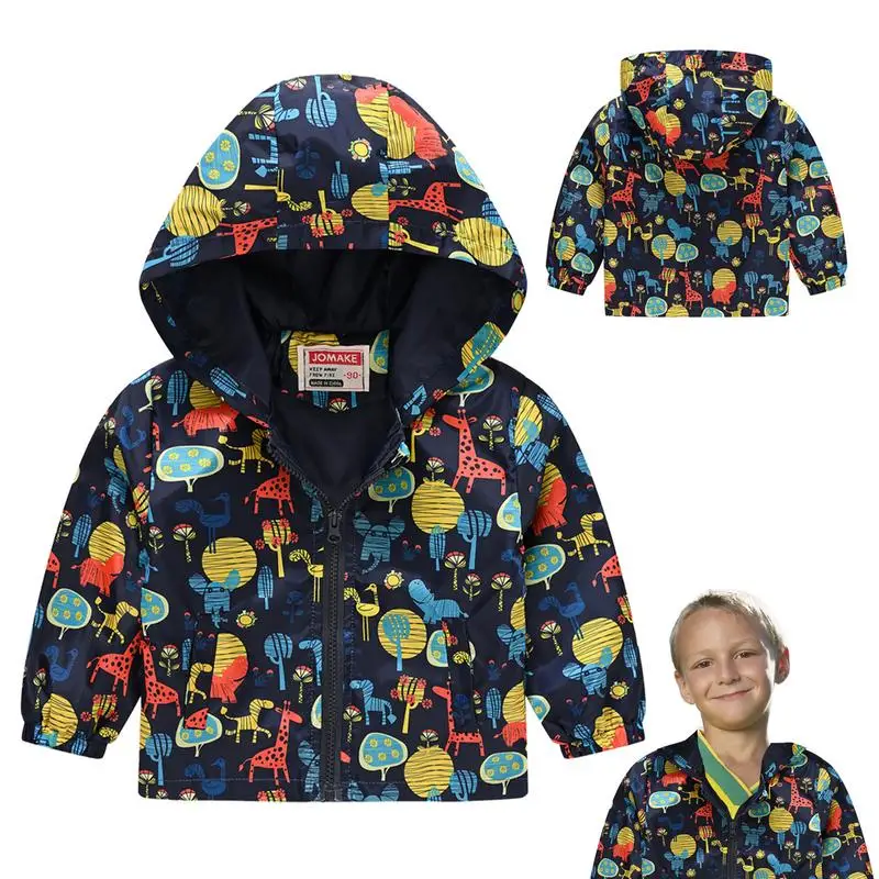 

Fall Jackets For Toddlers Zip Up Hooded Jacket For Kids Cartoon Dinosaur Print Long Sleeve Windproof Coat For Boys And Girls