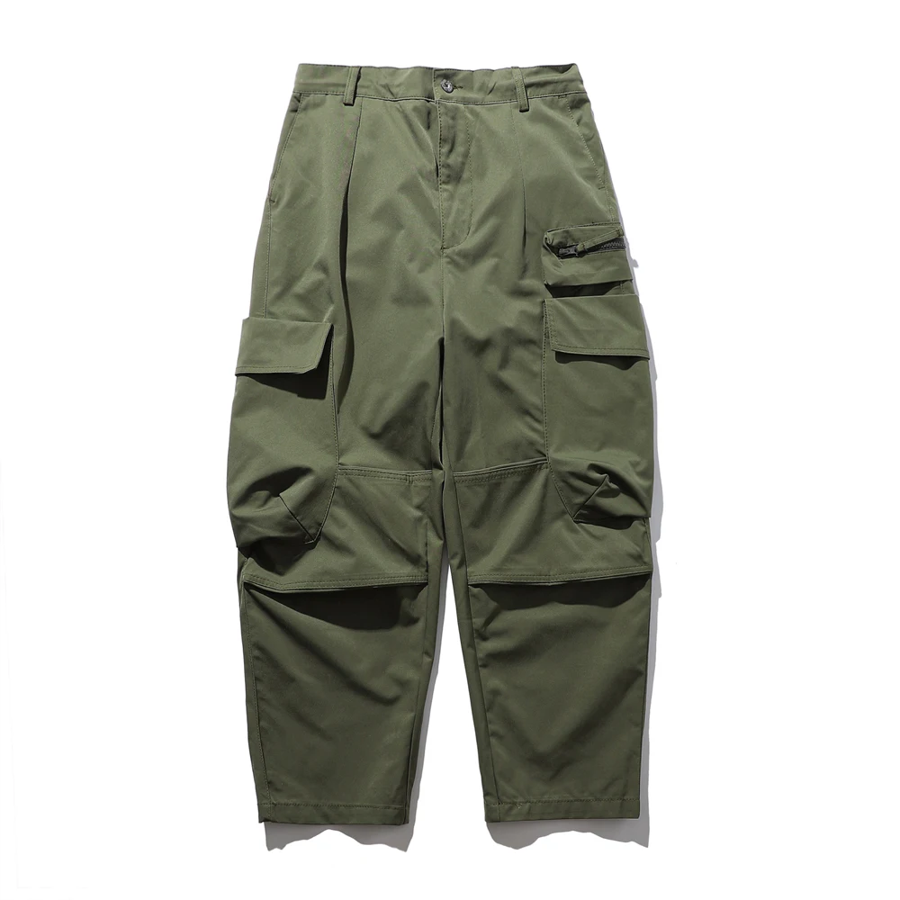 

Man Pants Spring New Trousers Hip Hop Casual Elastic Waist Design Pants Streetwear Pockets Solid Cargo Pants