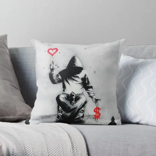 

Banksy Love Over Money Iconic Street Art Printing Throw Pillow Cover Hotel Sofa Decor Comfort Waist Fashion Pillows not include