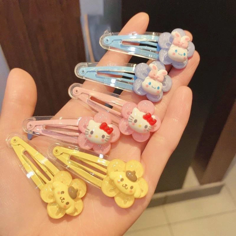 

Sanrio Hair Clips Cinnamoroll Hello Kitty My Melody Kawaii Candy Colorfu Girls Hair Pins Accessories Handmade Cute Headwear