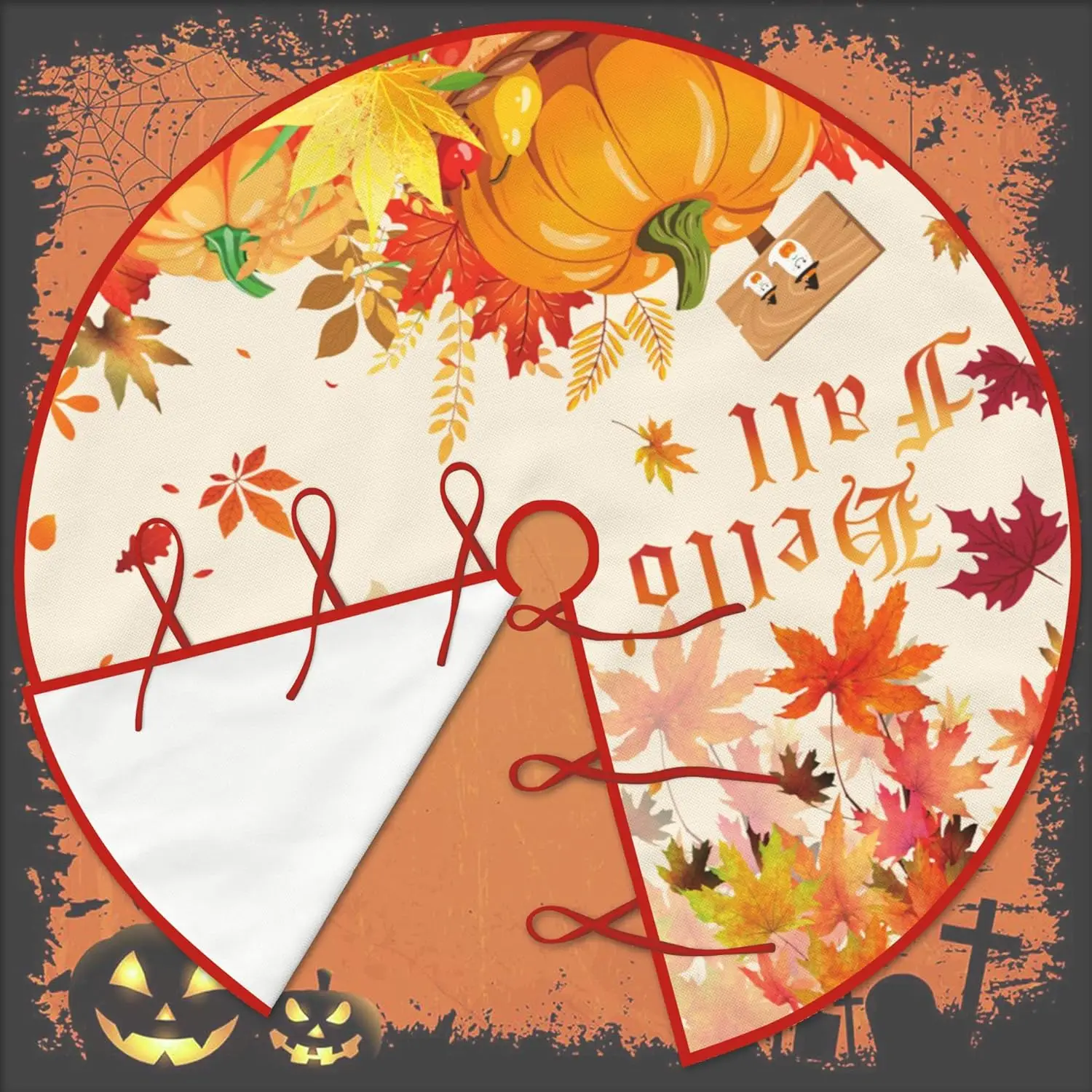 Юбка на елку Hello Fall 30 дюймов осенняя юбка с кленовыми листьями и ягодами для