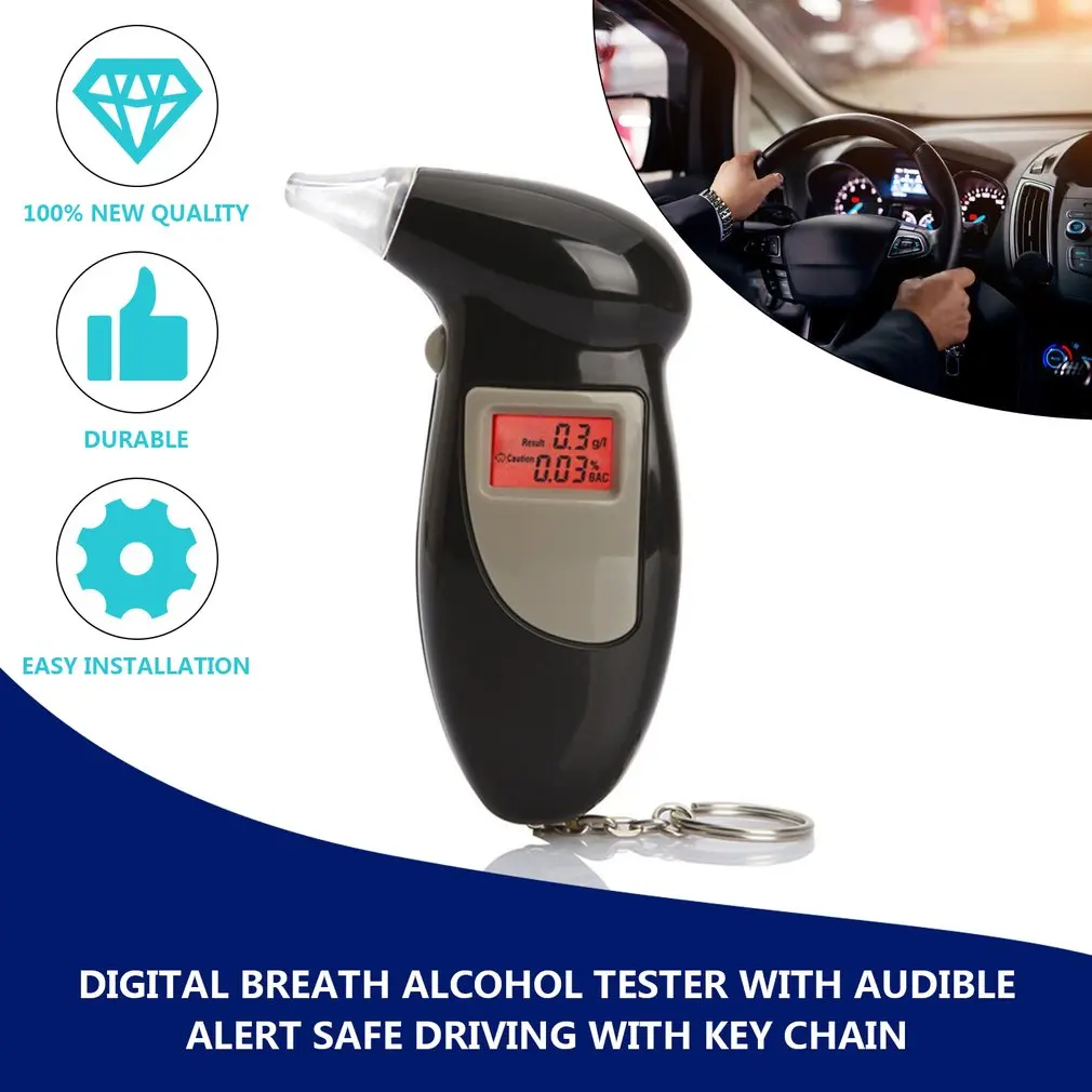 

Digital Breath Alcohol Tester With Audible Alert Safe Driving With Key Chain Quick Response Alcohol Detector Breathalyzer