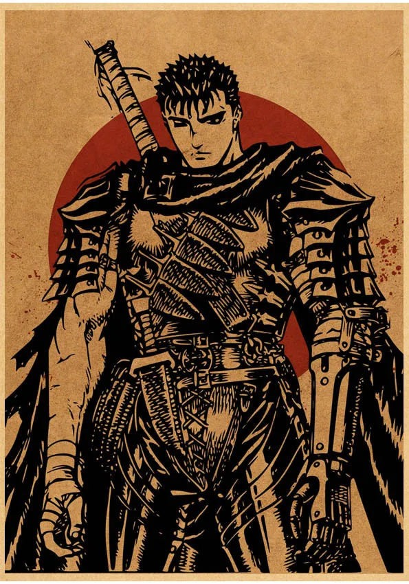 

Japanese Anime Berserk Poster Metal Swordsman Gatsu Sacrifice Zodd Decor Wall Stickers Art Print Home Decoration Painting