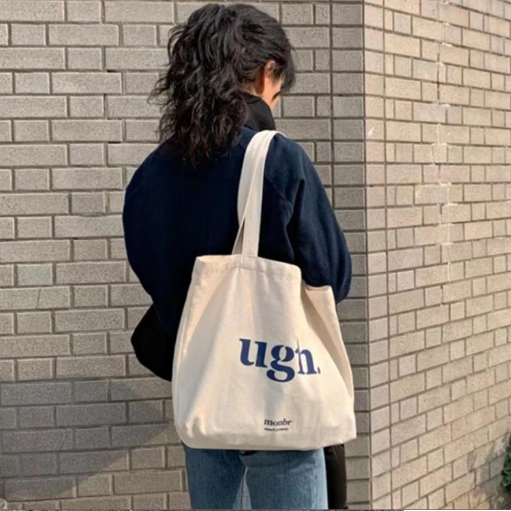 

Women's Bag Cheap Casual Large Capacity Shoulder Bags Shopper Canvas Ugh Letter Fashion Harajuku Zipper Print Ulzzang Handbags