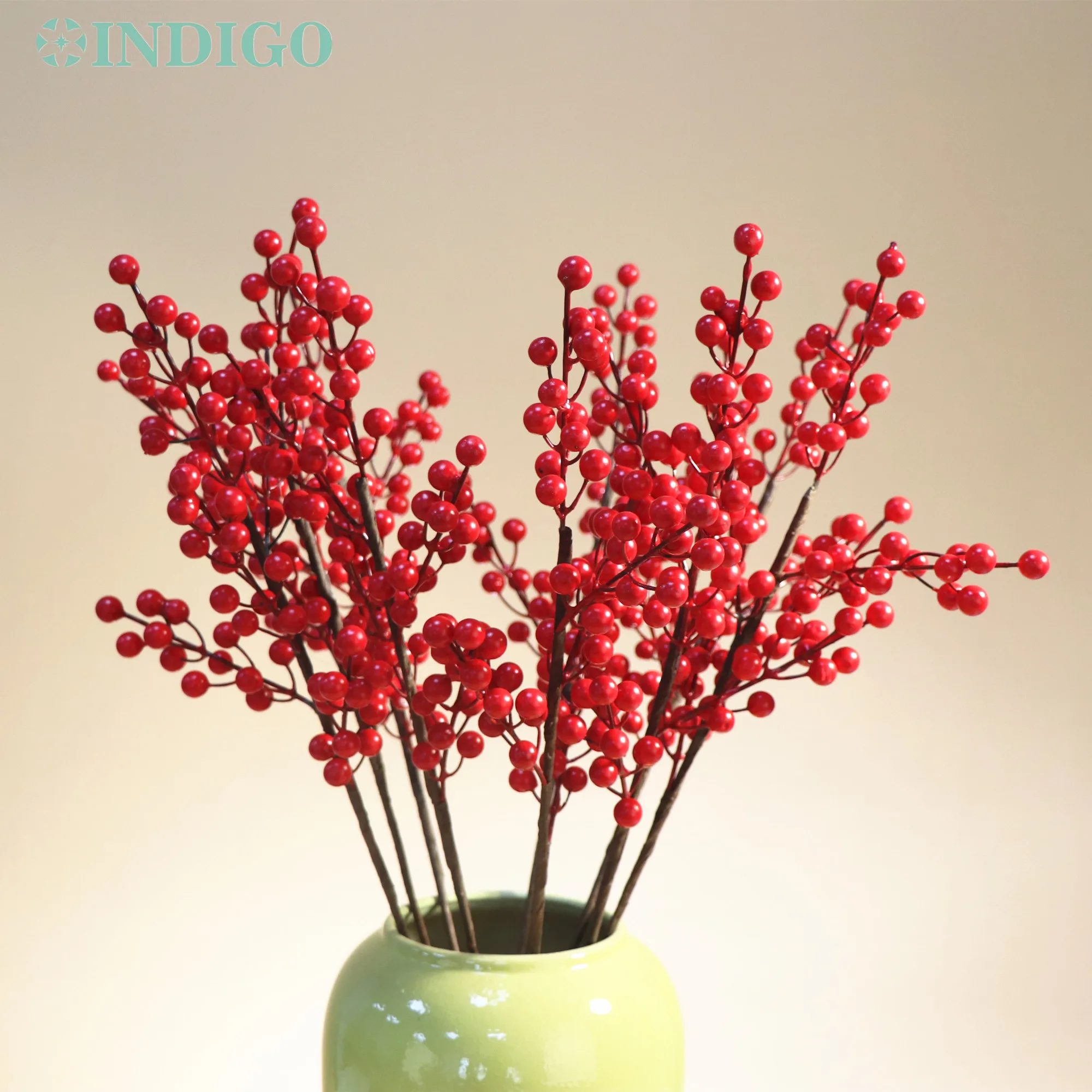 

9 Pieces Red Holly Christmas Table Decoration 60CM Pine Artificial Flower Event Display - INDIGO