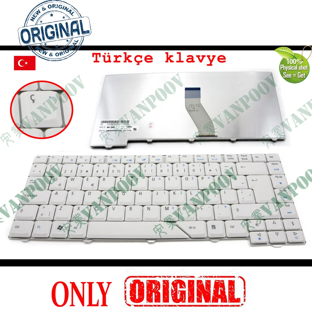 Фото НОВАЯ клавиатура для ноутбуков Acer Aspire 4520 4530 4710 4720 4920 5220 5520 5710 5720 5920 5930 6920, белая, турецкая раскладка №2