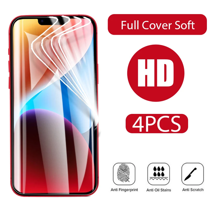 

Гидрогелевая пленка 4 шт., полное покрытие для iPhone 14 13 12 11 Pro Max 13 12 Mini, Защита экрана для iPhone 14 8 7 6S Plus XR X XS MAX