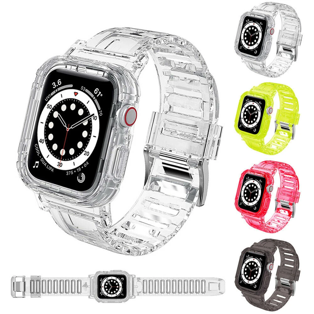 

Apple Watch Clear Silicone Sport Strap for iwatch 44mm 42mm 40mm 38mm Sport Watch Band Strap For Apple Watch Series SE 6/5/4