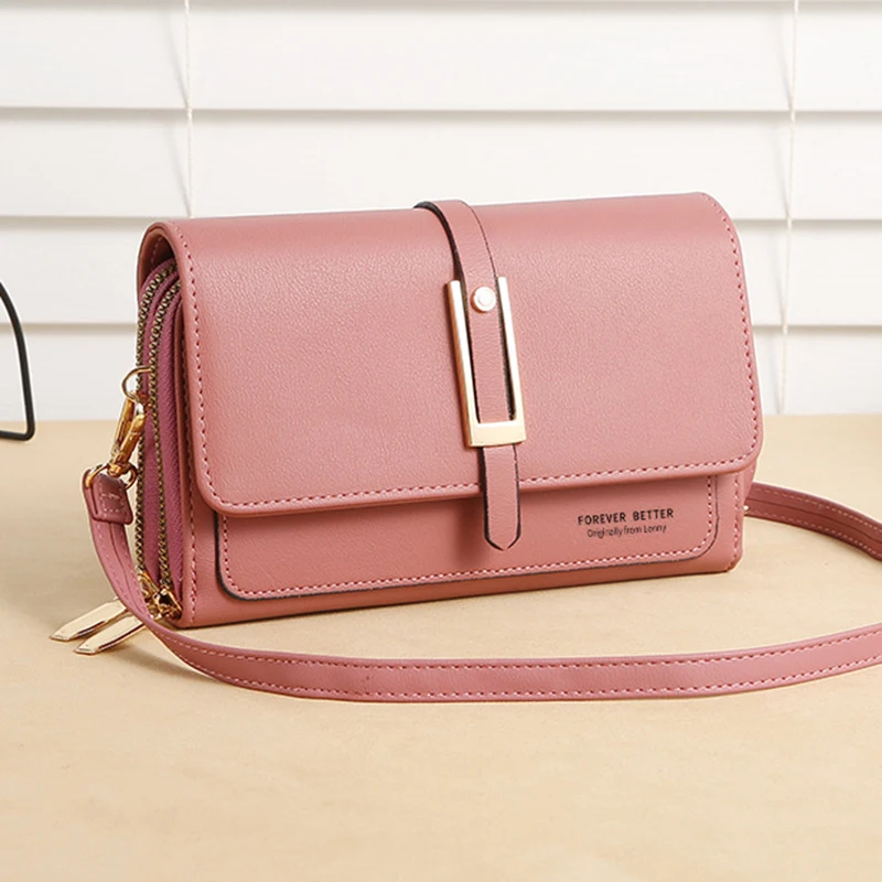 

New Ladies Wallet Large Capacity Mobile Phone Bag Women Single Shoulder Bags Leather Messenger Handbag Female Crossbody Purse