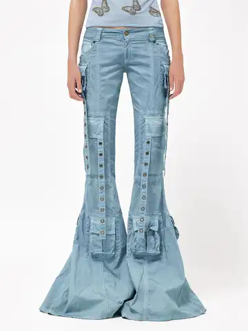 2023 Women's jeans trend heavy craftsmanship casual women's flared pants y2k clothes new high -quality workmanship trousers traf