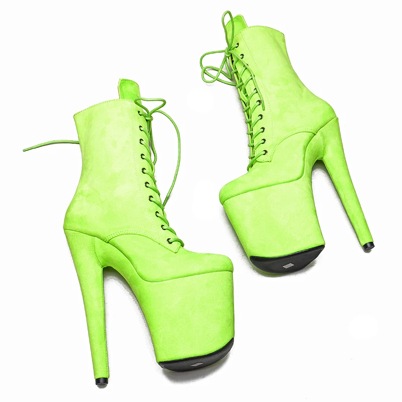 Leecabe Green Suede 20CM /8inch Pole dancing shoes High Heel platform Pole Dance boot