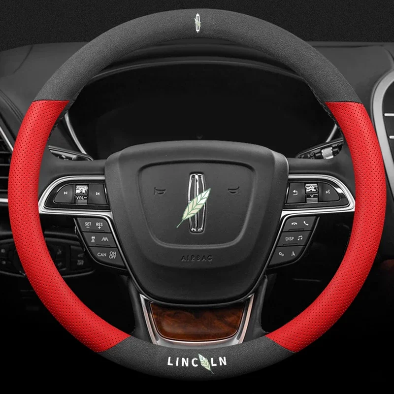 

Car Steering Wheel Cover Genuine Leather For Lincoln Aviator Continental Corsair MKC MKS MKT MKX MKZ Nautilus Navigator