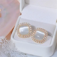 ydl ins hot sale elegant geometric opal women earring aaa cubic zircon stud earrings daily wedding jewelry pendant accessories