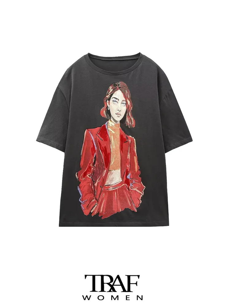 

Футболка женская свободного покроя с круглым вырезом и коротким рукавом