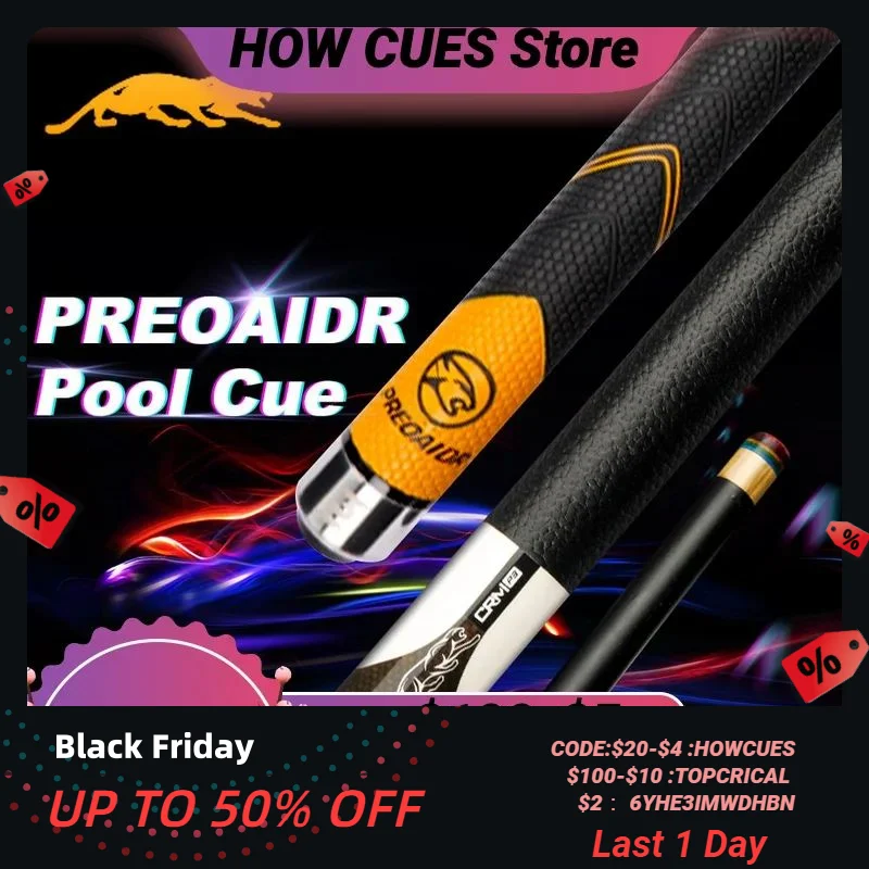 Бильярдный кий PREOAIDR 3142 карбоновый кленовый вал черная технология палка 12 5/11 8/10 8