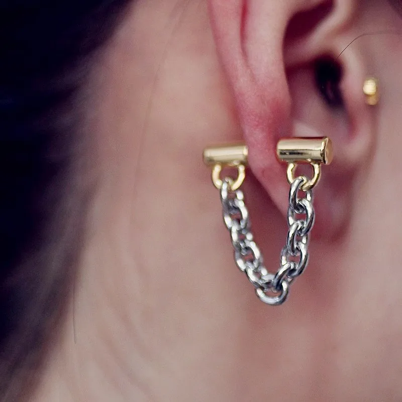 XIALUOKE панк металлическая цепочка серьги гвоздики для женщин новый и уникальный