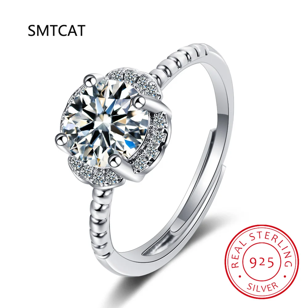 

Round Stone Moissanite Engagement Ring 925 Sterling Silver Rings for Women Anniversary Ring Wedding Rings Silver 925 Jewelry