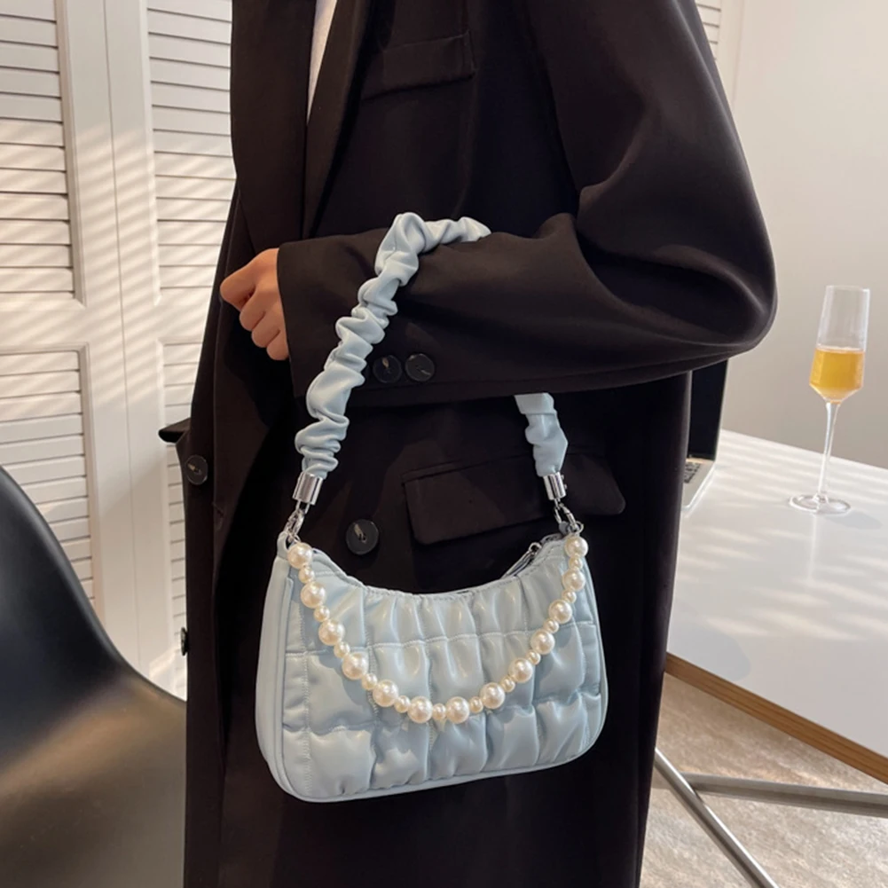 

Fashion 2022 Women Pleated Crossbody Soft PU Leather Messenger Bag Female Chain Hand Bag For Girls Summer Beach Travel Bag