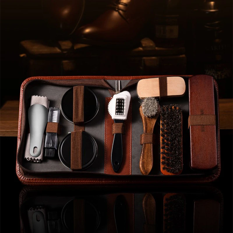 Набор Щеток Из Конского Волоса Для Ухода За Обувью Инструментов Чистки Древесины