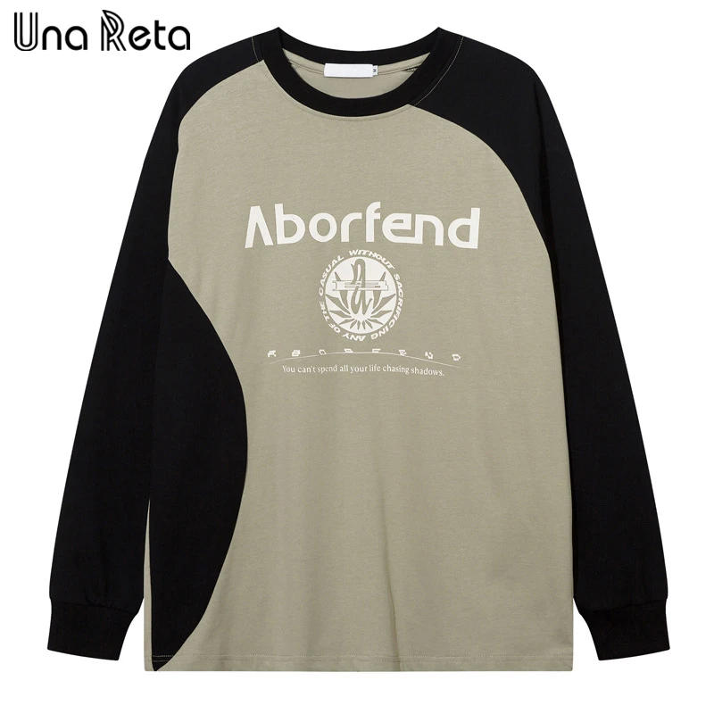 

Футболка с принтом Una Reta, весенний пуловер для Харадзюку мужские, хлопковые топы в стиле пэчворк, уличная одежда в стиле хип-хоп, свободная футболка унисекс большого размера