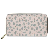 cactus style pattern card bag lightweight capacity long coin purse high quality reusable female zipper wallet