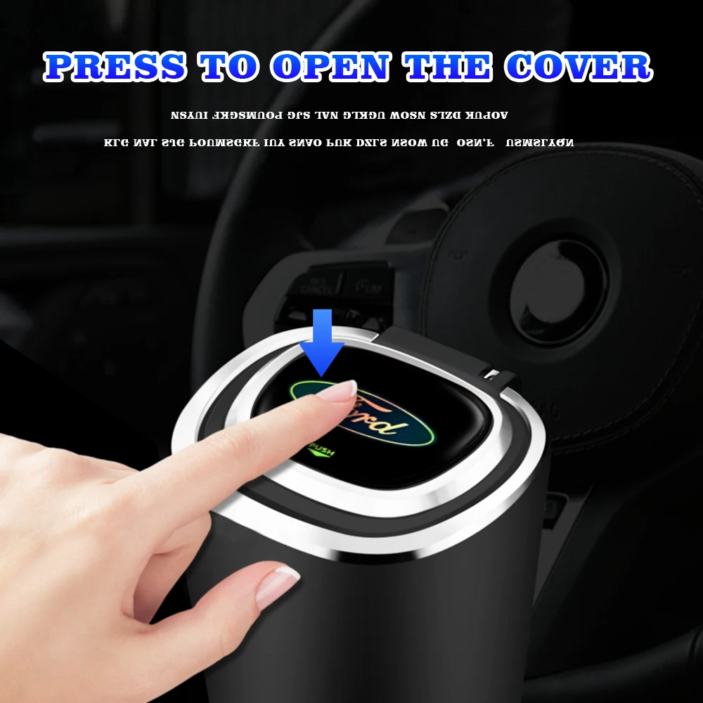 

For Ford Focus Mk2 Car Ashtray With LED Light Soot Storage Cup Car Supplies Mk3 Fiesta Ranger Mondeo S-MAX Kuga Mustang