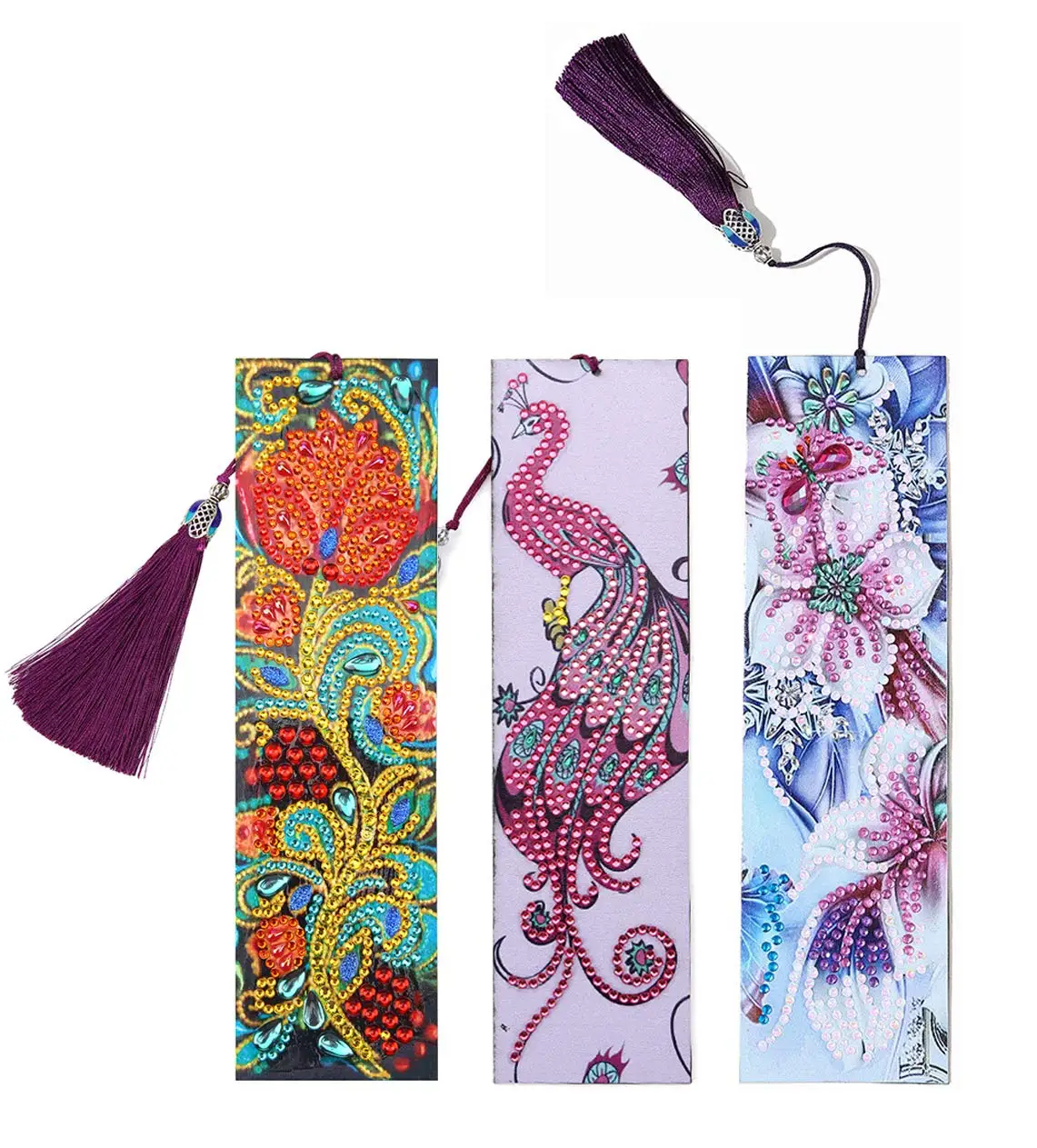 

Diamond Painting Bookmark 5D DIY Special Shaped Diamond Painting Leather Tassel Bookmark Craft Christmas Gift