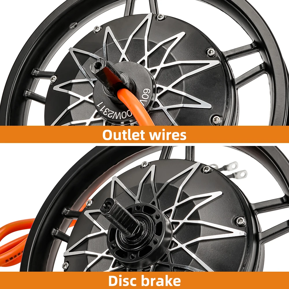 14-дюймовый бесщеточный дисковый тормозной мотор высокой мощности 48v60v72v 1500w 3000w 3500w