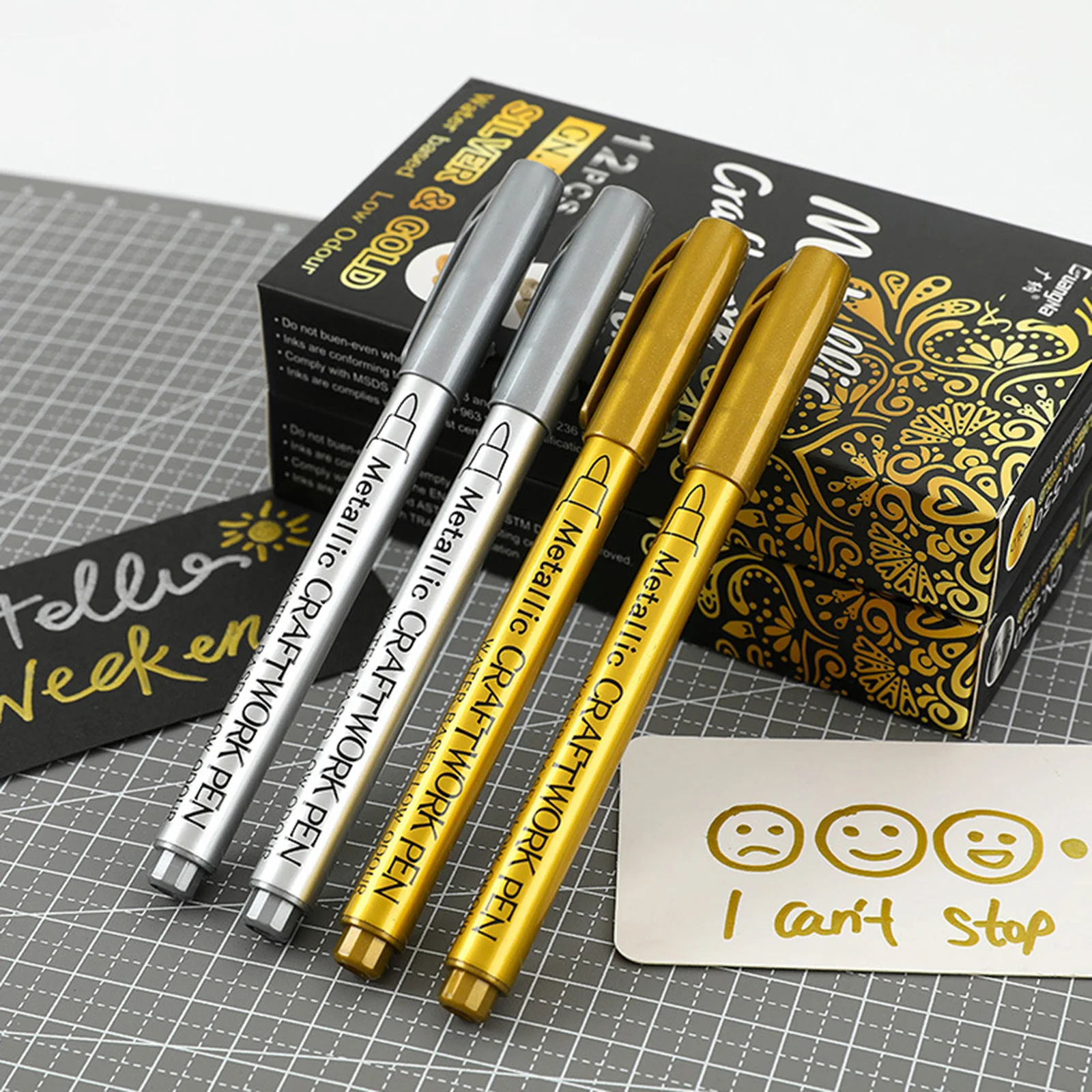 

Gold Silver Non-Toxic Waterproof Marker Pen Hook Pen School Supplies for Card Painting for Office School Supplies