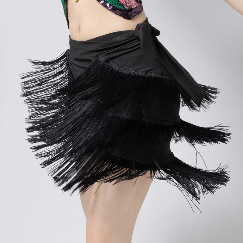 Женская юбка для латинских танцев чача-самба танго кисточки шарф с бахромой