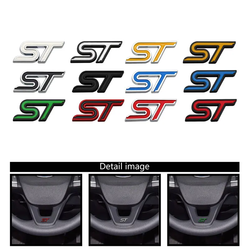 

Car Interior Trim Steering Wheel ST Badge Sticker Dashboard Decals For Ford Edge Mondeo Fiesta Focus MK2 MK3 MK4 MK5