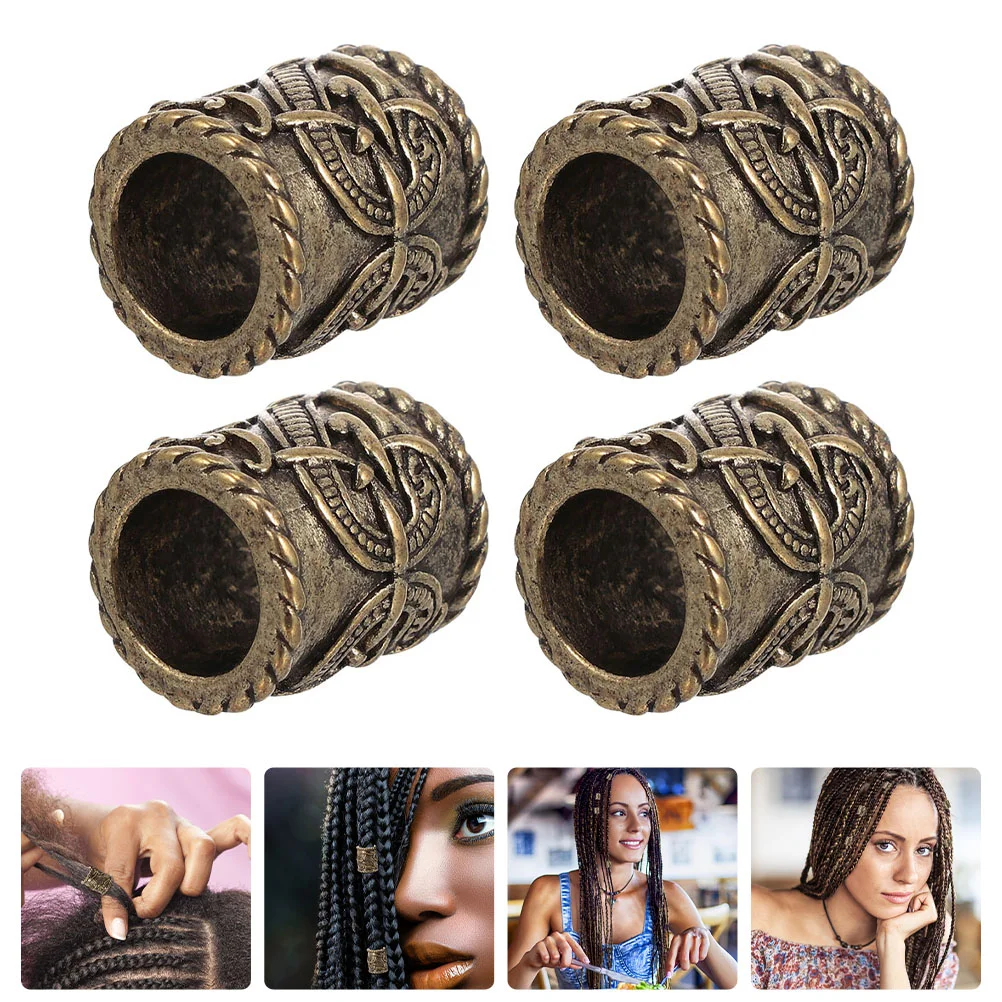 

4 шт. металлические кольца мужские браслеты свободные бусины скандинавские ювелирные изделия Дред Мужская оплетка для бороды Золотая шпиль...