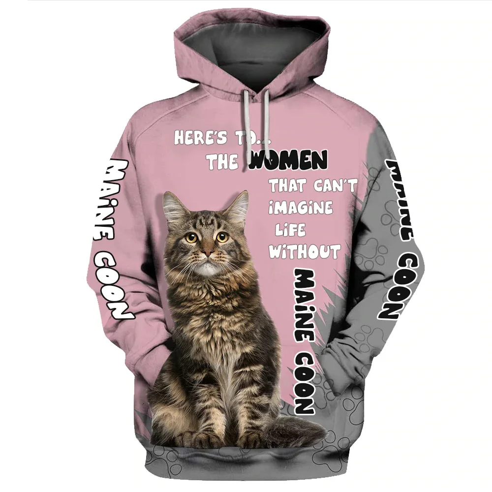 

CLOOCL Animals Cat Hoodies Maine Coon 3D Graphic Animal Paws Art Paint Printed Sweatshirts Fashion Pullovers Women Sportswear