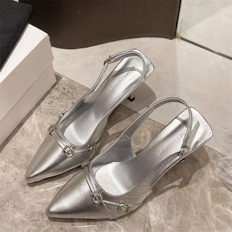 Summer New Baotou Fashion Banquet Party Stiletto Sandals Pointed Hollow Temperament Elegant Supermodel Single Shoes