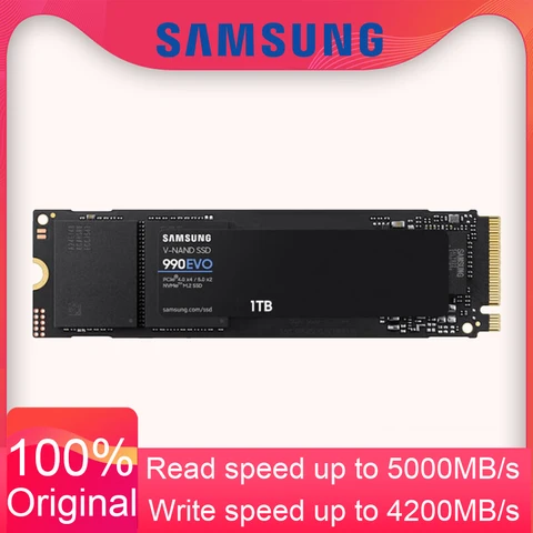 SAMSUNG 990 EVO SSD NAND M.2 2280, 5000 Мб/с, PCIe 5,0x2 NEW SAMSUNG 990 EVO 1TB 2TB 4TB SSD NAND M.2 2280 Read up to 5,000MB/s PCIe 5.0 x2 Upgrade Storage for PC Laptops HMB Technology