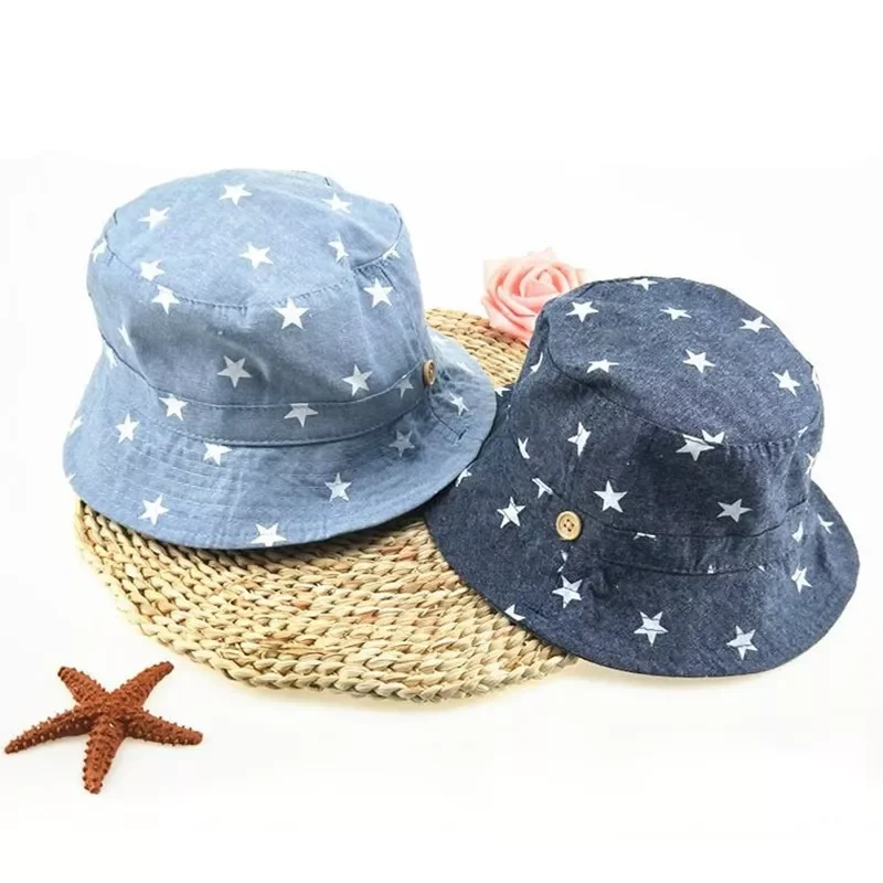 Cotton Summer Baby Sun Hat Infant Boys Girls Bucket Hat Denim Cotton Toddler Kids Tractor Cap